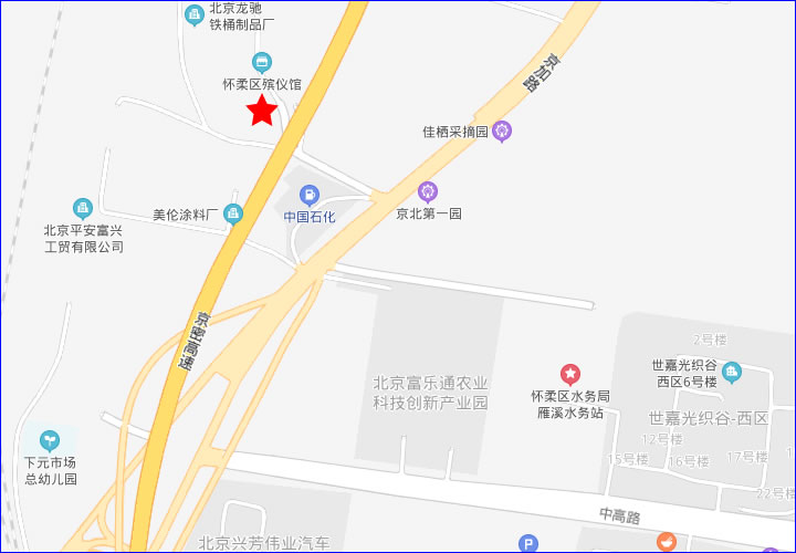 怀柔区殡仪馆交通位置示意图